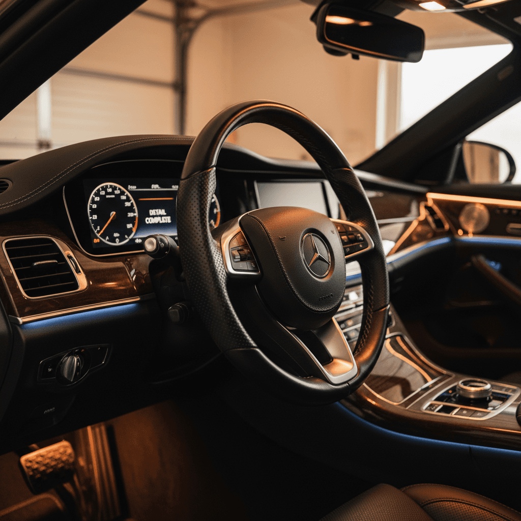 Interior dashboard detail showing cleaned and protected surfaces