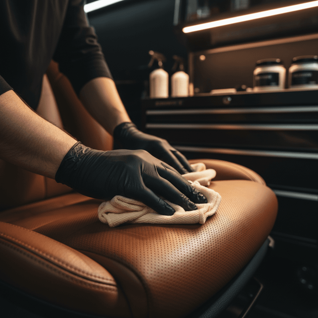 Interior leather conditioning and detailing process